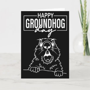 Tarjeta Marmota divertida gritando feliz día de la marmota