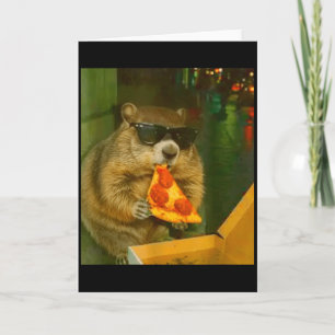 Tarjeta Marmota divertida, marmota comiendo pizza, meme de