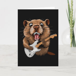 Tarjeta Marmota divertida tocando guitarra músico para tie