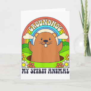 Tarjeta Marmota Es Mi Animal Espiritual Divertido Retro Vi