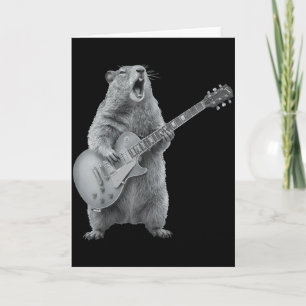 Tarjeta Marmota tocando la guitarra rock feliz día de la m