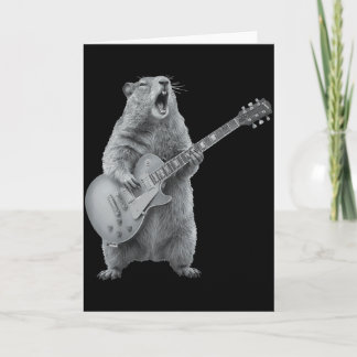 Tarjeta Marmota tocando la guitarra rock feliz día de la m