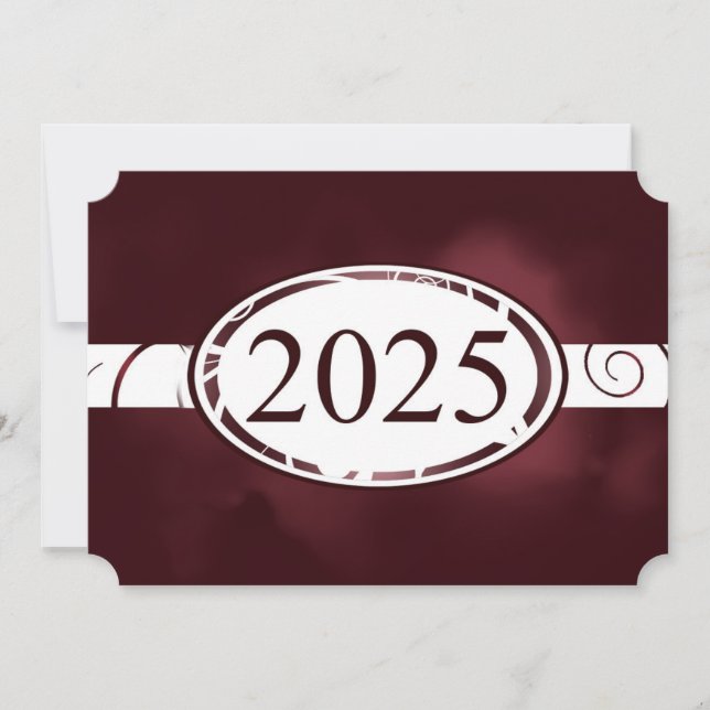 Tarjeta Maroon and White Floral Button 2025 (Anverso)