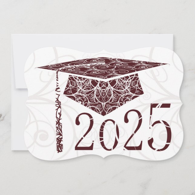 Tarjeta Maroon and White Floral Cap 2025 (Anverso)