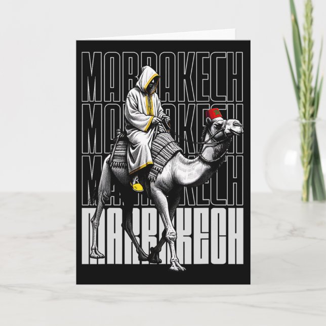 Tarjeta Marrakech Camel Sunset Morocco Flag Marrakesh Love (Anverso)