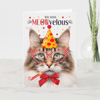 Tarjeta Marrón de gato forestal noruego MEOWvelous Birthda