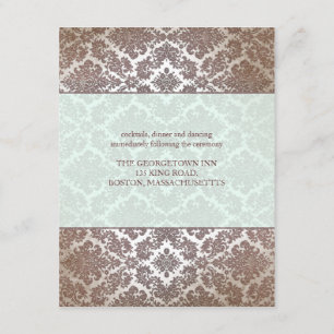 Tarjeta marrón de la recepción del damasco