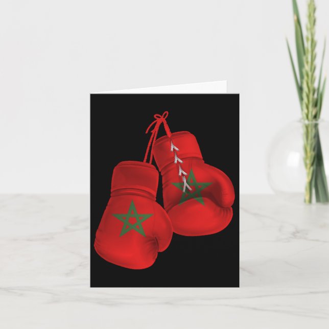 Tarjeta Marruecos: Bandera de guantes de boxeo orgullo box (Anverso)
