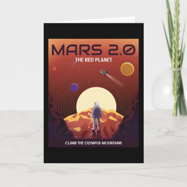 TARJETA MARS 2.0 POSTER DE ESPACIO DE RETRO DE PLANETA ROJ (Anverso)