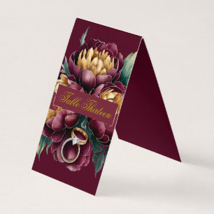 Tarjeta Marsala Gold Peony Boda Rines Número de tabla