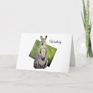 Tarjeta Marsupial australiano de arte Wallaby de cuello ro