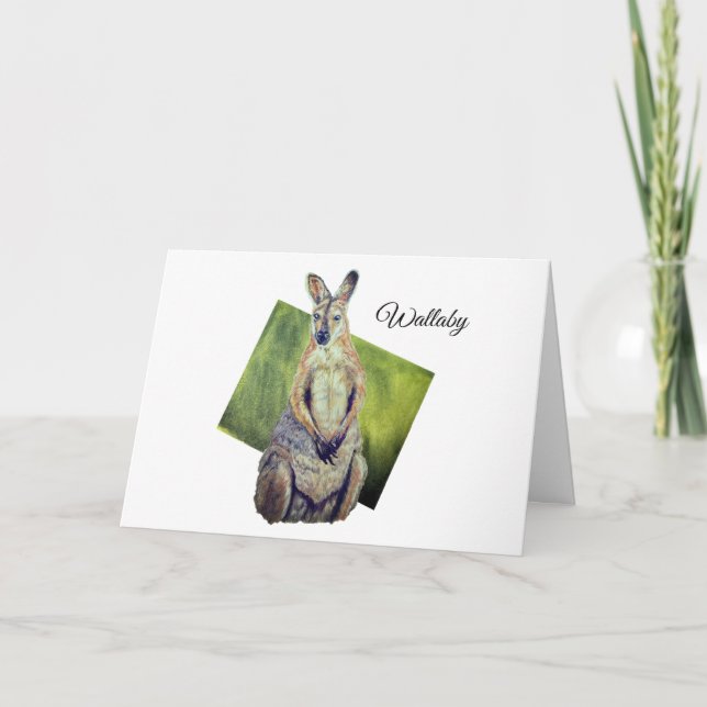 Tarjeta Marsupial australiano de arte Wallaby de cuello ro (Anverso)