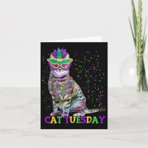 Tarjeta Martes de gato Divertido Mardi Gras 2025 hombres d
