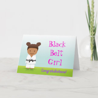 Tarjeta Martial Arts Black Belt Girl Congratulations Card