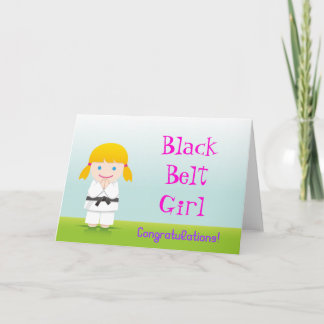 Tarjeta Martial Arts Black Belt Girl Congratulations Card