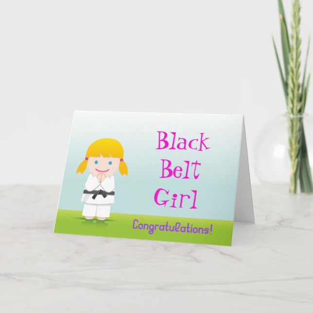 Tarjeta Martial Arts Black Belt Girl Congratulations Card (Anverso)