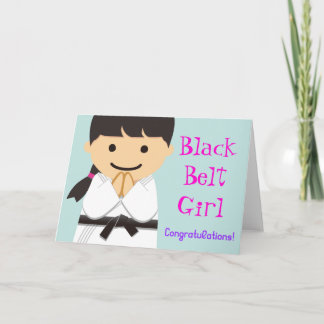 Tarjeta Martial Arts Black Belt Girl Smile Card
