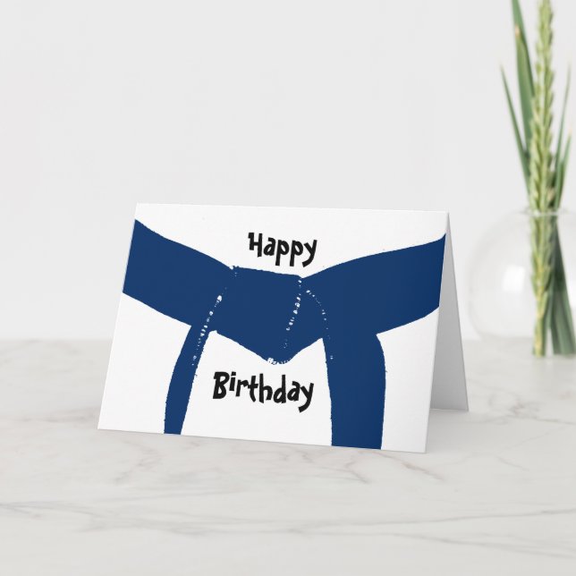 Tarjeta Martial Arts Dark Blue Belt Birthday (Anverso)