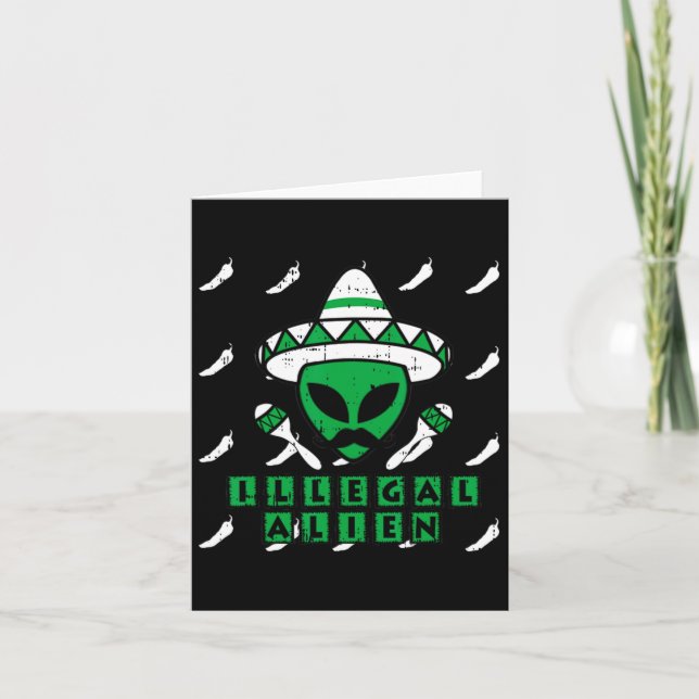Tarjeta Martian Ilegal Alien Mexicano Area-51 Fun Hallowee (Anverso)