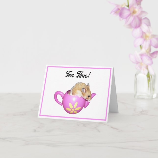 Tarjeta Martillo blanco en una tetera rosa con foto de mar (Orquídea)