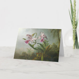 Tarjeta Martin Johnson Heade - orquídeas y colibríes