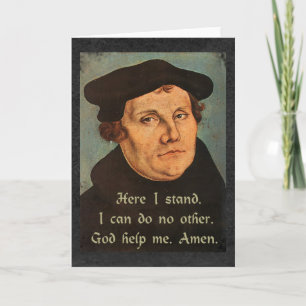 Tarjeta Martín Lutero Aquí Tengo Cita Religiosa