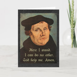 Tarjeta Martín Lutero Aquí Tengo Cita Religiosa