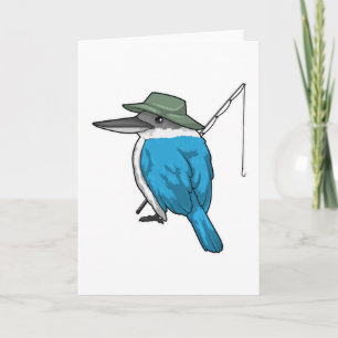 Tarjeta Martín pescador caña de pescar caña de pescar