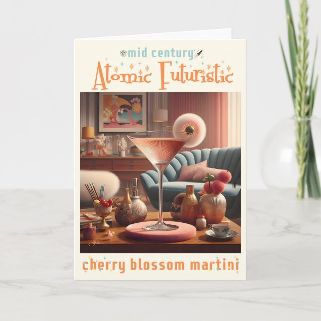 Tarjeta Martini de Flor de Cerezo Futurista Atómica (Anverso)