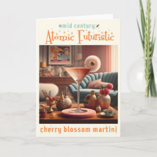 Tarjeta Martini de Flor de Cerezo Futurista Atómica