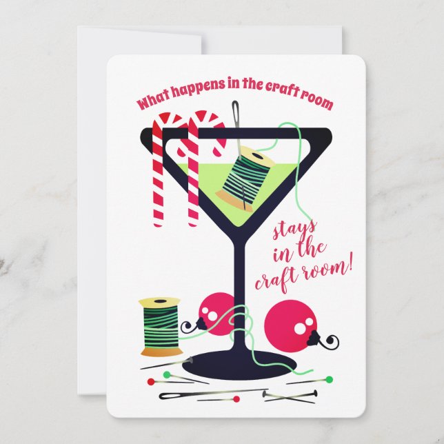 Tarjeta Martini de Navidades de costura (Anverso)