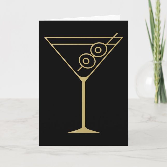 Tarjeta Martini de Oliva Dorado Moderno de Mitad de Siglo  (Anverso)