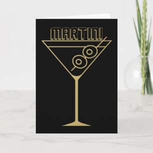 Tarjeta Martini de Oliva Dorado Moderno de Mitad de Siglo