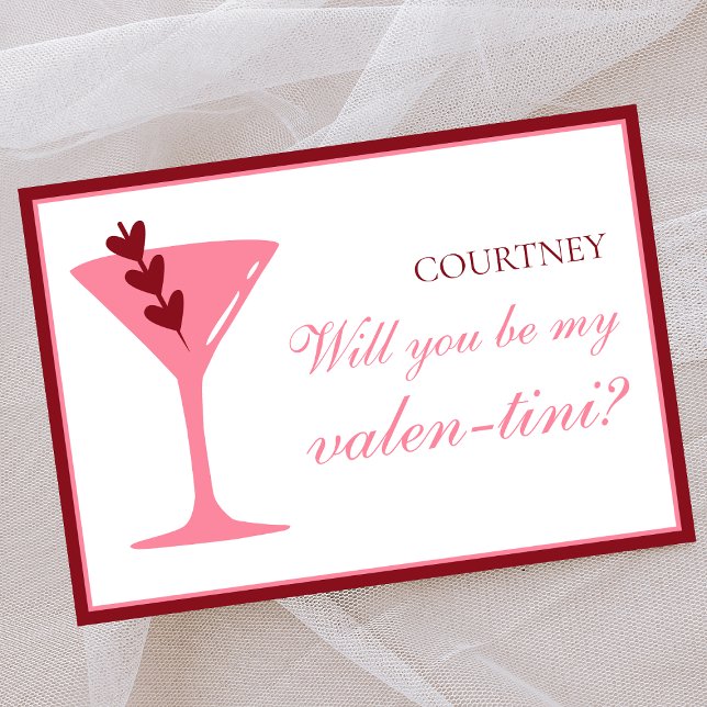 Tarjeta Martini Galentine: el día personalizado rojo y ros (Subido por el creador)