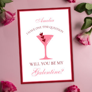 Tarjeta Martini Galentine's Day Estética roja y rosa