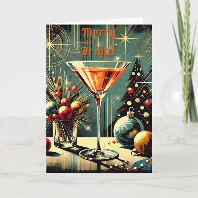 Tarjeta Martini: Navidades merry y brillantes de los Retro (Anverso)
