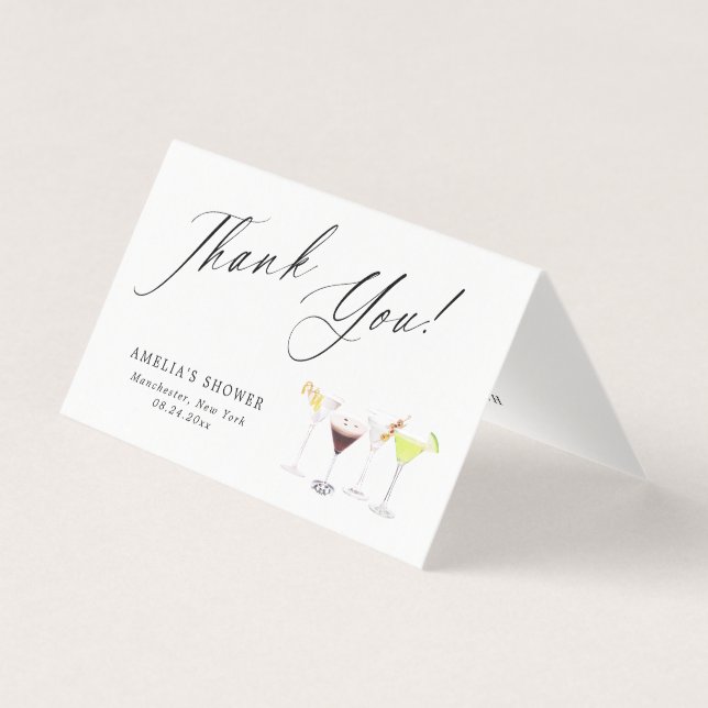Tarjeta Martinis y Matrimonia Ducha Bridal Gracias (Anverso)