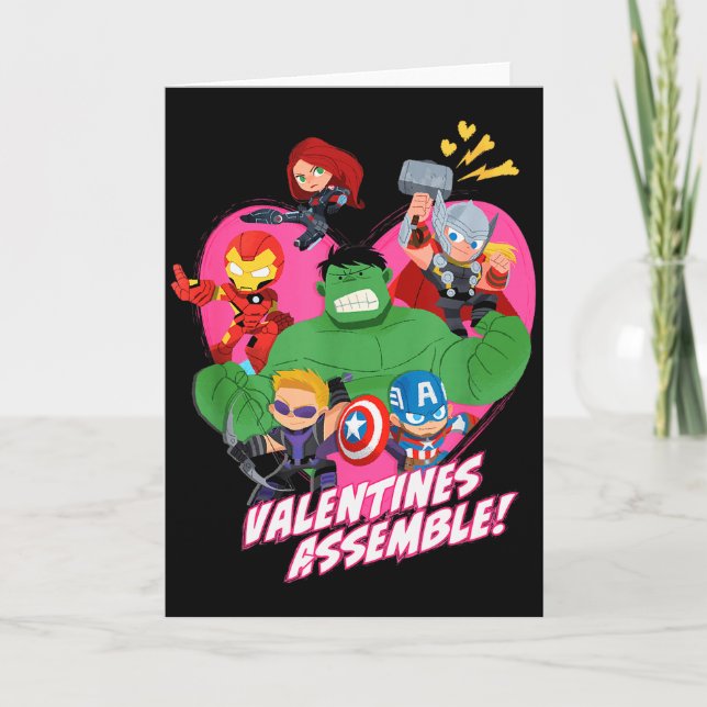 Tarjeta Marvel Avengers Emblema de San Valentín  (Anverso)