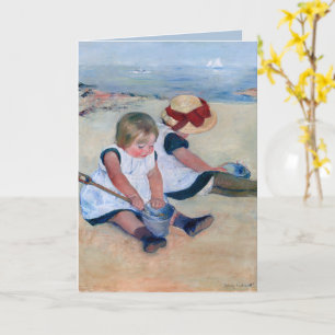Tarjeta Mary Cassatt Niños jugando en la playa 1884 