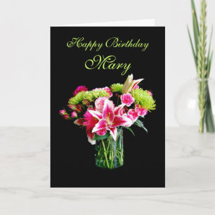 Tarjeta Mary Happy Birthday, Stargazer Lily Bouquet