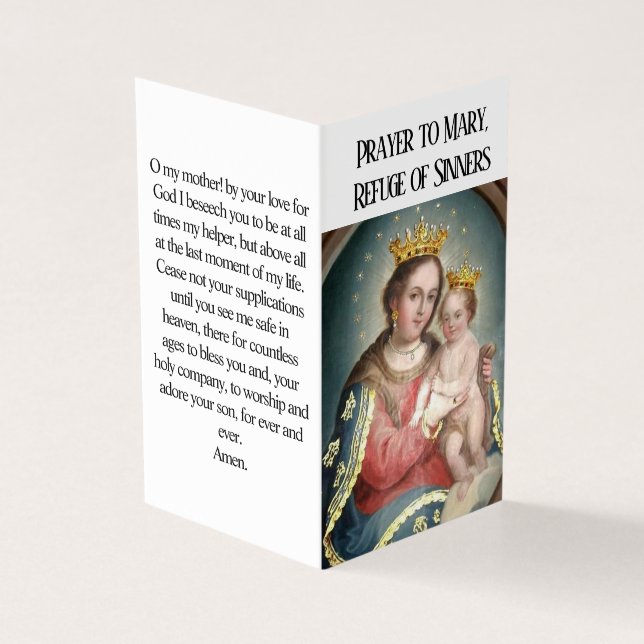 Tarjeta Mary, Refuge of Sinners Prayer Card  (Exterior)