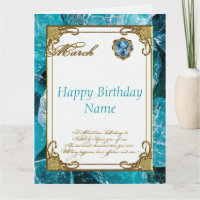 Marzo Aves Aquamarine 8.5x11 Cumpleaños