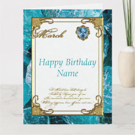 Tarjeta Marzo Aves Aquamarine 8.5x11 Cumpleaños