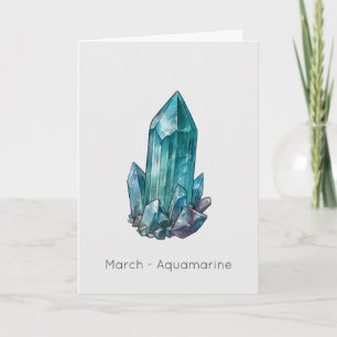 Tarjeta Marzo Birthstone Aquamarine Happy Birday Card