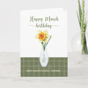 Tarjeta Marzo Cumpleaños Mes de Nacimiento Flor Daffodil