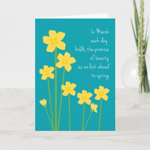 Tarjeta Marzo Mes de Nacimiento Daffodils Feliz Cumpleaños