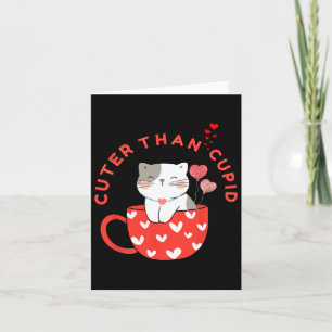 Tarjeta Más lindo que Cupido Gatito Kawaii en taza Peludo