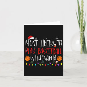 Tarjeta Más Probable De Jugar Bysketbyll Con Santa Navidad