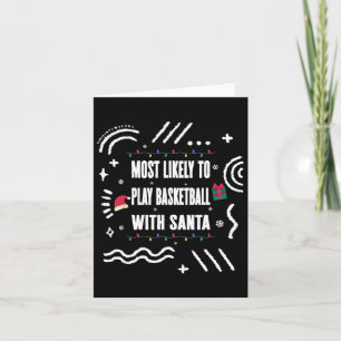 Tarjeta Más Probable De Jugar Bysketbyll Con Santa Navidad