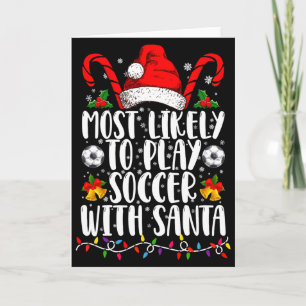 Tarjeta Más Probable De Jugar Fútbol Con Santa Familia Xma